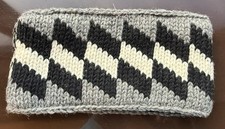 Black HEADBAND Nepal Hand Made Wool Head Band New Knitted Gray white Grey