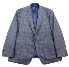NEW Hart Schaffner Marx 52R Gray Plaid Blazer Jacket Sport Suit Coat New York