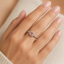 14K White Gold Round Cut Morganite and Diamond Engagement Ring