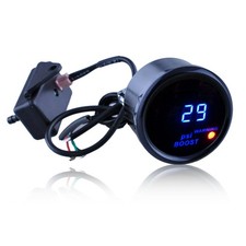 52mm 2 Inch Universal Digital Turbo Boost Meter Blue Led Psi Black Cover Kit Set