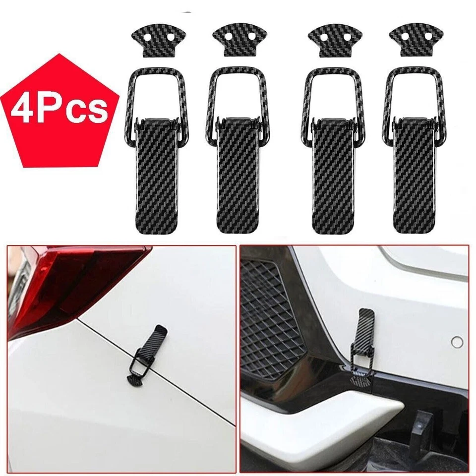 4x Fibra de Carbono Auto Coche Liberación Rápida Parachoques Escotilla Hebilla Sujetadores Ganchos de Bloqueo Foto 2 de 4