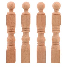 4 Pcs Solid Wood Decorative Capital Dollhouse Railing Posts Craft Models