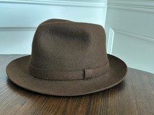 Cappello Fedora Borsalino Traveller Pelliccia Feltro Marrone Made Italy Uomo 7 1/4 59