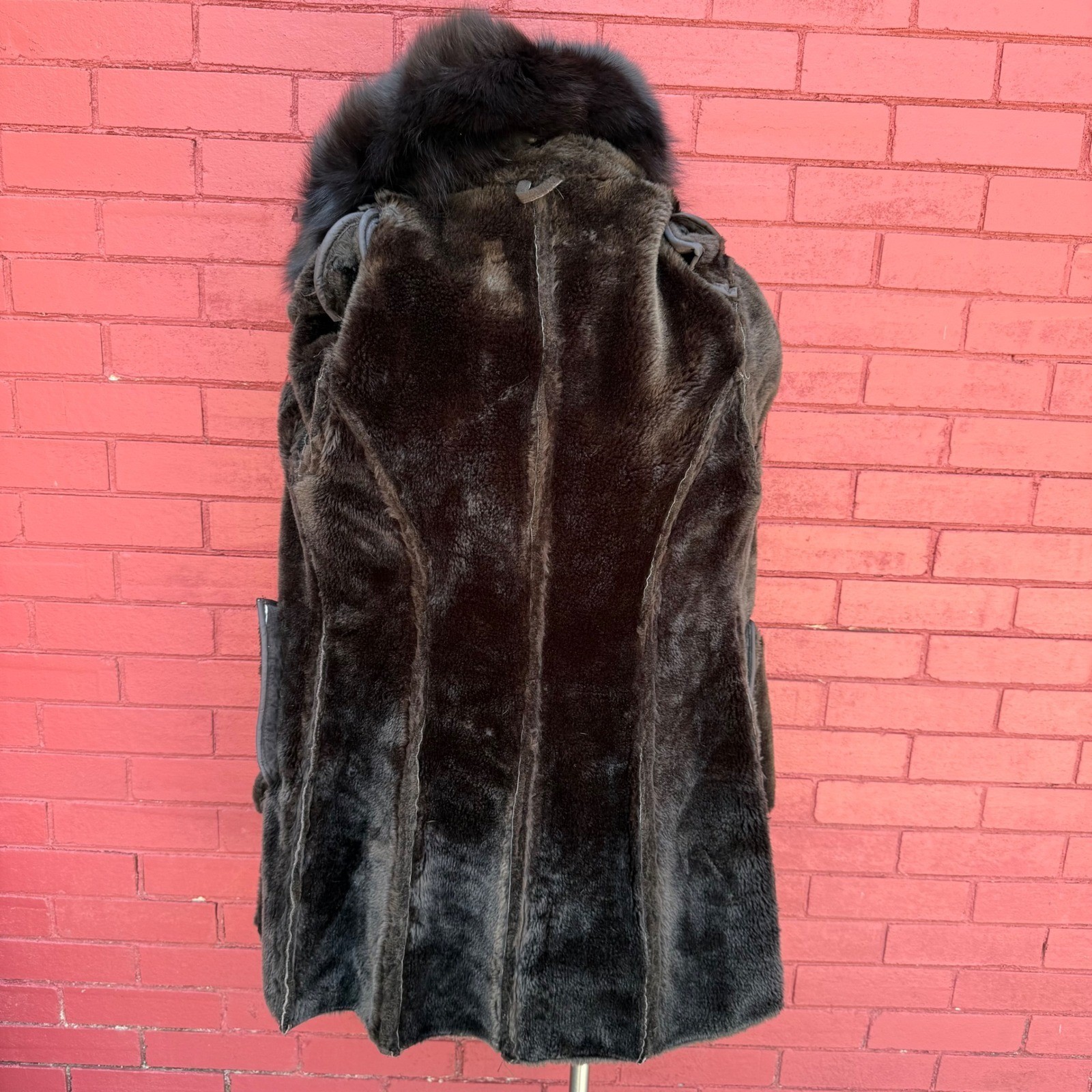 Verona Italy Womens Brown Suede Shearling Coat Fur Trim Collar Cuffs Penny Lane image 7