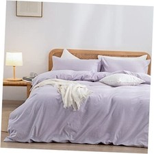 Duvet Cover Set 100 Washed King 104" x 90" Taro Purple No Comforter 