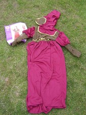 TUDOR MEDIEVAL GOTHIC DRESSING UP OUTFIT RED COSTUME JULIET WITH CAP SZ 10 - 12