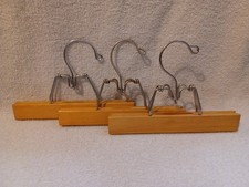 VTG Lot Of 3 Wood 9" Pants Clothes Hangers Non Slip Skirt Hangers NICE A-99