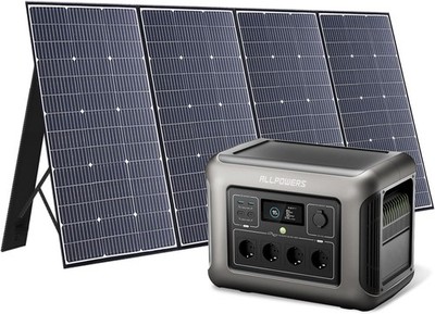 1056Wh LFP Batterie Backup mit 4 1600W AC Ausgäng, Generatoren &400W Solar Panel
