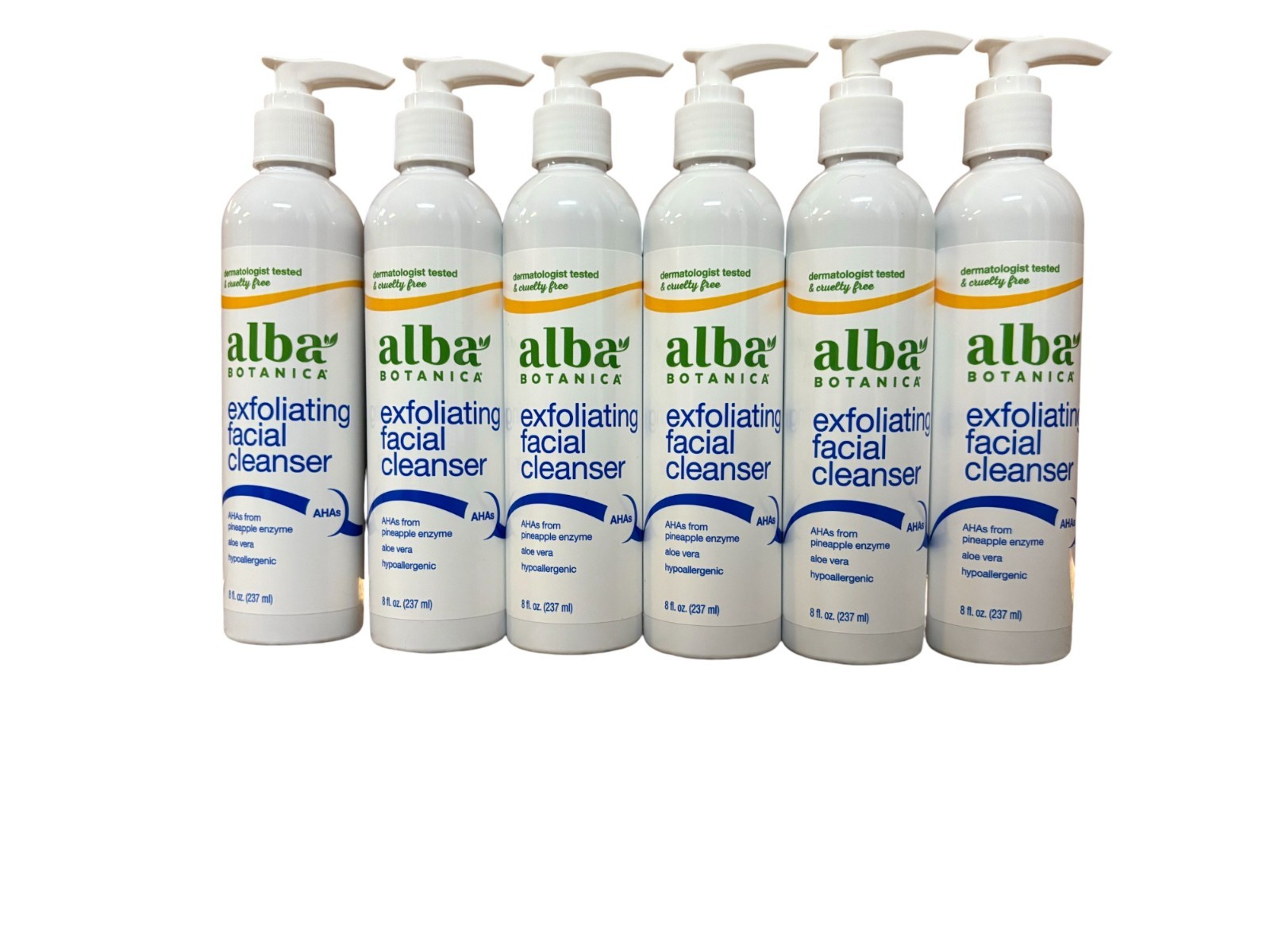 6 Pack Alba Botanica Exfoliating Facial Cleanser Hypoallergenic Cruelty Free 8oz