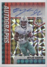 2021 Panini Mosaic Choice Fusion Red & Yellow Prizm Myles Gaskin #A-MG Auto 0c2
