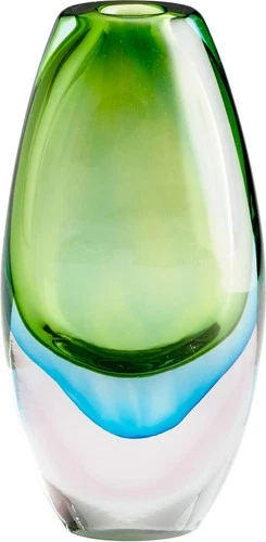 Vase CYAN DESIGN CANICA Large Green Blue Glass - Picture 1 of 5