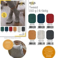 REGIA-Tweed 6-fädig-uni-Sockenwolle-Trachtenmode-150g-LL 375m-(7,97€-8,33€100g)