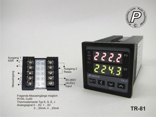 PID u. On/Off Temperaturregler Sensor u. Analogeingang, SSR- u. Relaisausgang
