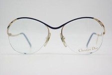 Vintage Glasses Christian Dior 2240 Blue Gold Half-Rim Eyeglass Frame