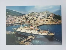 Docked Ship Sunline Cruise Stella Solaris Greek Registry Unposted Postcard