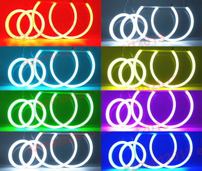 4x Cotton RGB LED Halo Ring for Motorbike Headlight Fog Lamp Bluetooth Flash DRL