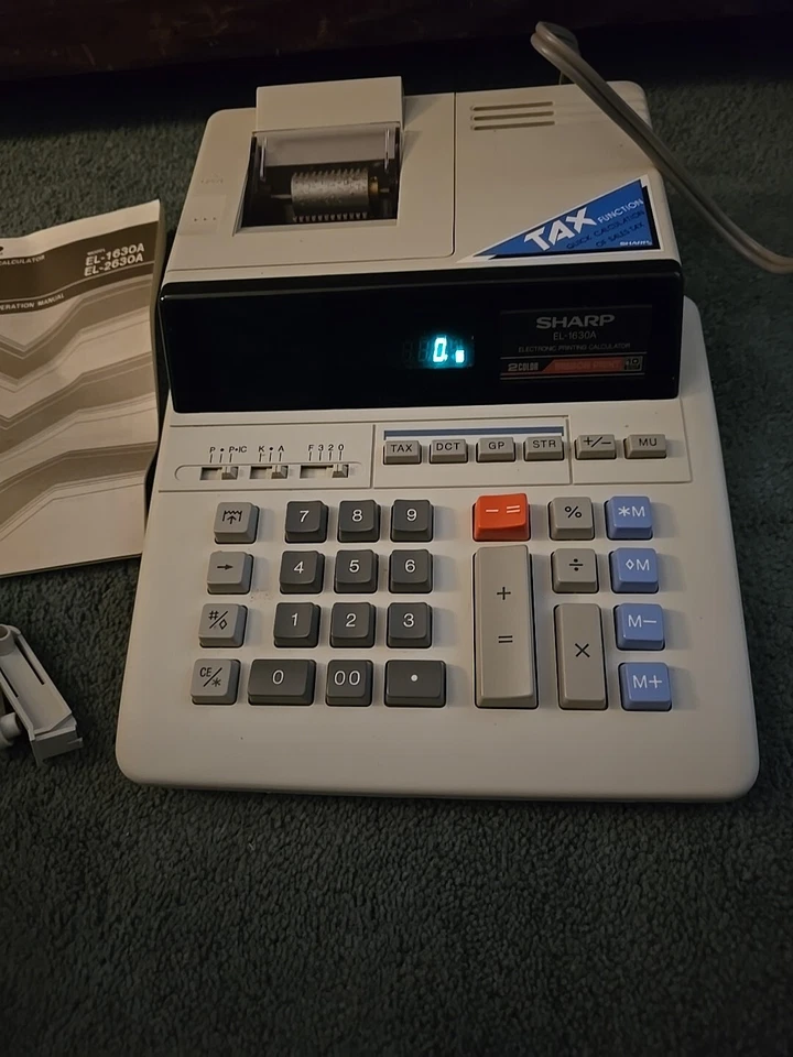 Sharp EL-1630A Electronic Printing Calculator, Tax Function, W/ Manual - Image 2 of 4