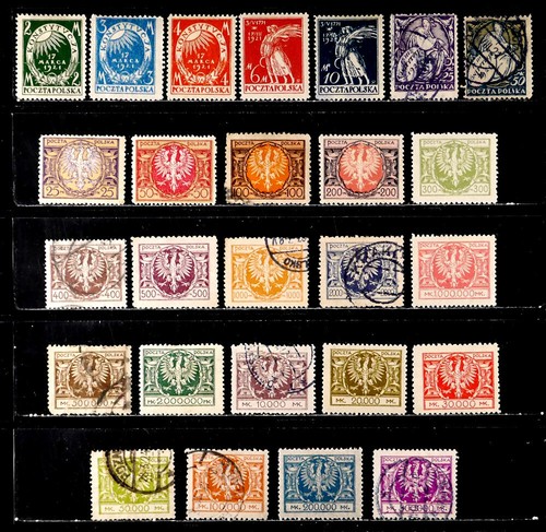 POLAND: 1921 - 24 CLASSIC ERA STAMPS WITH SET & UNUSED