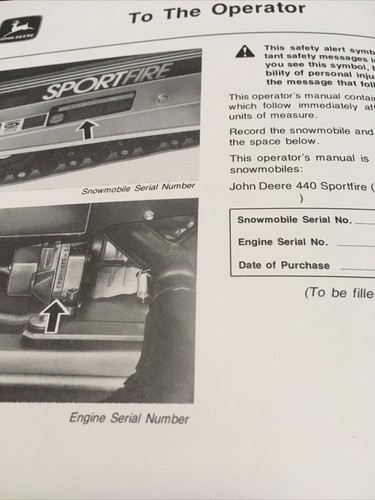 John Deere 440 Sportfire Snowmobile OM-M68674 Issue 19 Manual - Picture 4 of 9