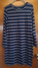 Dip Striped Blue And Red Long Sleeve Stretchy Dress Womens Large