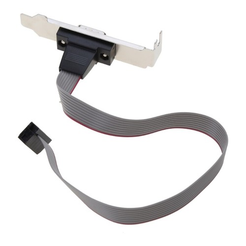 Motherboard Port Serial 9Pin DB9 RS232 Ribbon Cable Connector Bracket Baffle - Afbeelding 2 van 9