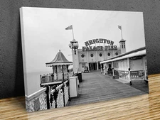 Brighton Pier black and white mounted canvas print ready to hang