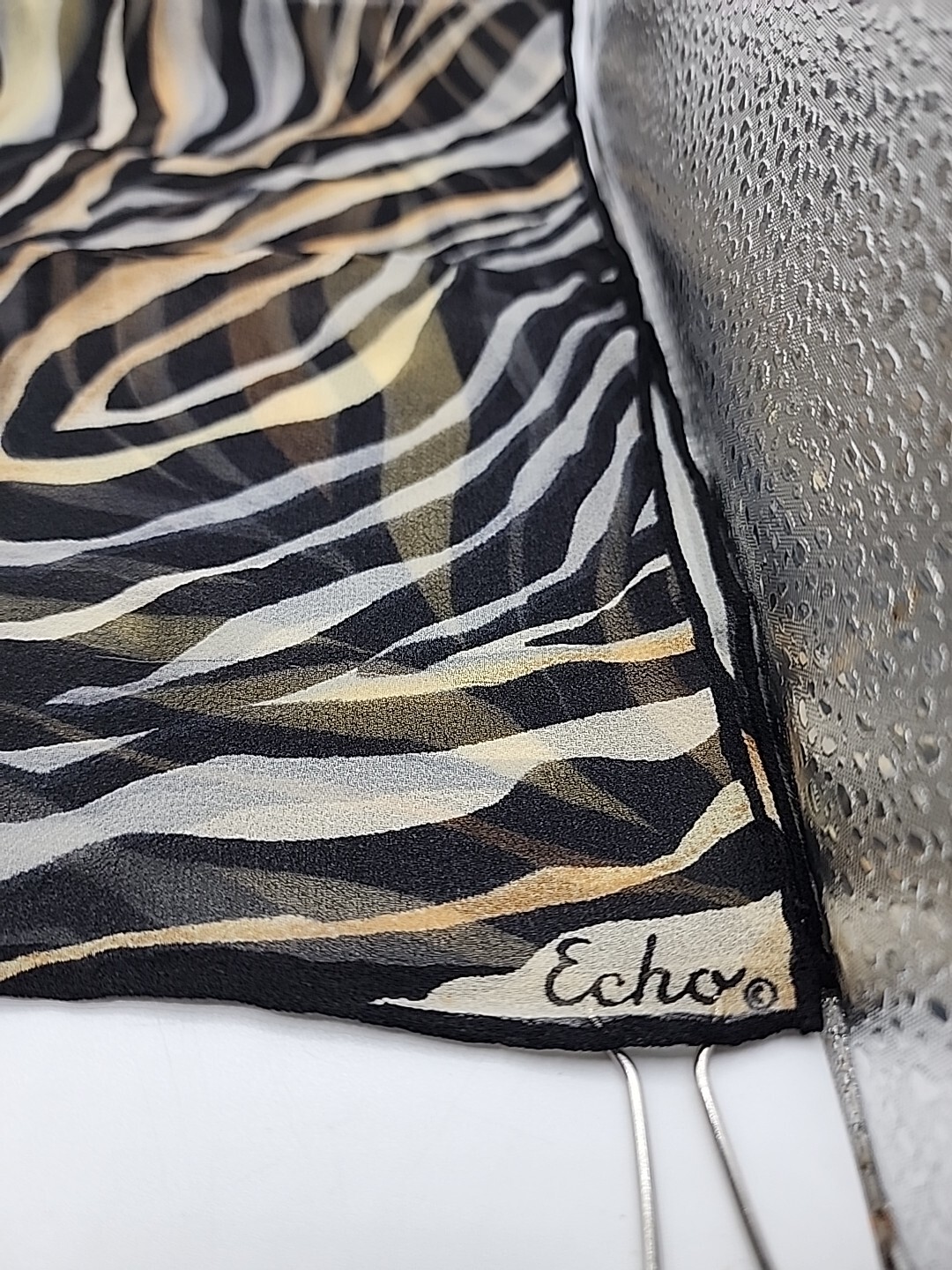 Vintage Scarf Signed Echo Rectangular Animal Prin… - image 7