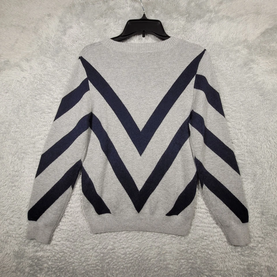 Suéter Apt 9 Mujer XL Azul Marino Rayas Zig Lana Mezcla Angora Manga Larga Foto 2 de 4