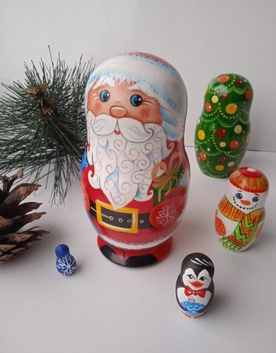 Santa Claus Christmas Nesting dolls Santa Claus doll Xmas gift for kids set of 5 - Picture 11 of 14