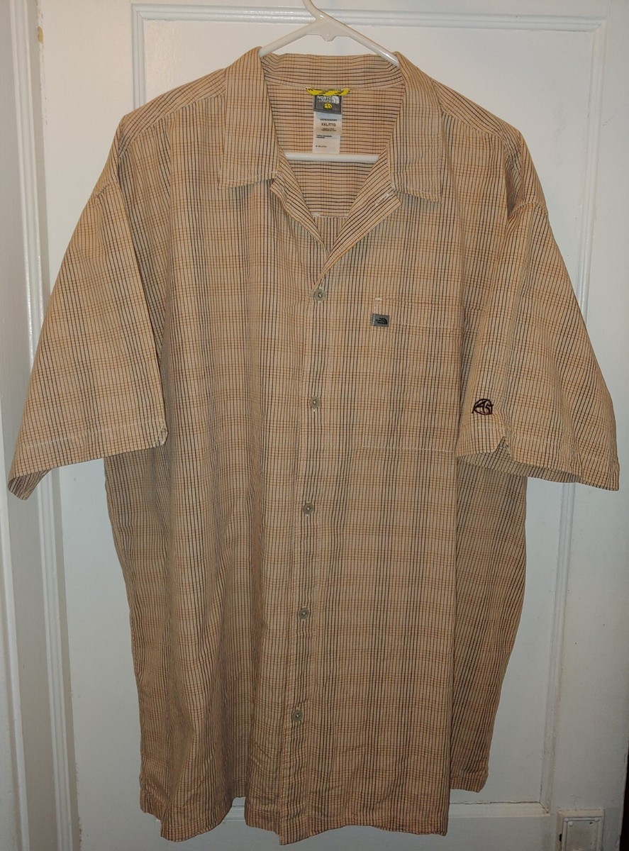 The North Face A5 Series Orange Plaid Shirt Mens Sz XXL 2X Light