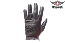 Black Full Finger Quality Leather Motorcycle Biker Riding Gloves