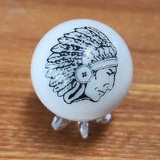 WAPAK INDIAN CAST IRON SKILLET ADVERTISING MARBLE 1" SHOOTER SIZE W/STAND