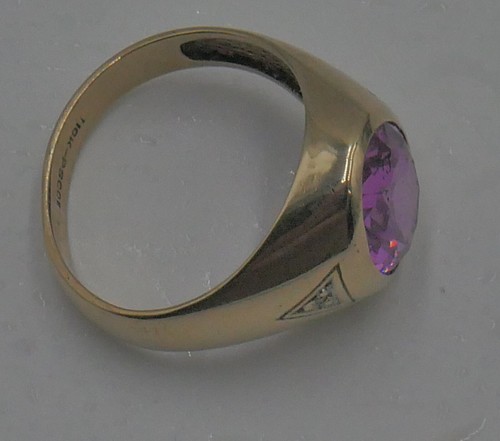 10KT YELLOW GOLD 5.5 grams Fashion Ring with oval Pink Stone size 9 - Picture 6 of 7