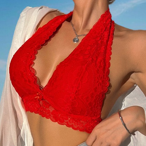 Women Sexy Crochet Lace Bralette Bra Boho Beach Bikini Halter Cami Tank Crop Top - Picture 21 of 28