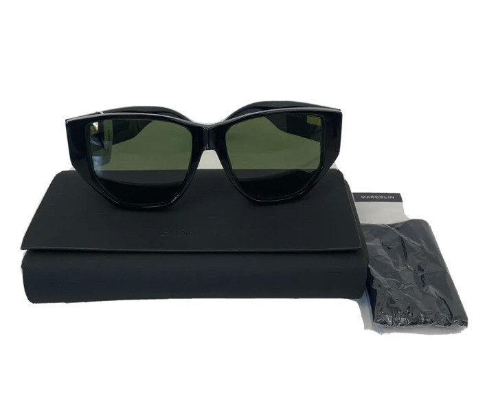 Sportmax 54mm Geometric Aviator Frame Sunglasses $365 New NWT Sportmax Geometric Sunglasses 54mm Black Frame Green  main image 2