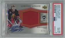 2005-06 UD Upper Deck The Cup Limited Logos Mikka Kiprusoff Patch Auto/50 PSA 8