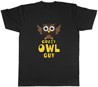 Crazy Owl Guy Herren T-Shirt lustig Nacht Vogel Unisex Tee Geschenk