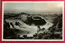 RPPC Rhine Falls Northern Switzerland Laufen Castle Schloss Laufen Aerial View