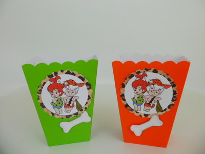 Pebbles and Bam Bam party favors,  popcorn/ candy boxes, goodie bags SET OF 10