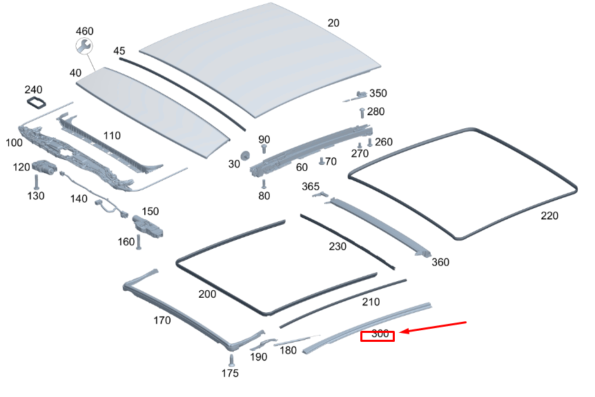 MB GLA H247 Left Panoramic Glass Roof Trim Strip A2476909102