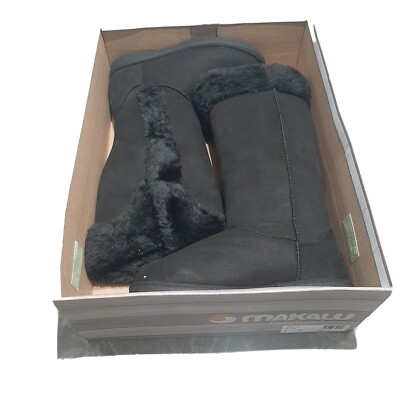 Makalu Bella Black Faux Suede Fur Lined Comfy Trendy Comfy Boots SZ 6M NEW