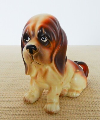 Vintage ceramic sad hound dog beagle droopy face figurine A613 | eBay