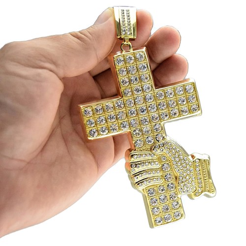 Huge Hip Hop Pendant Hand Holds Cross 