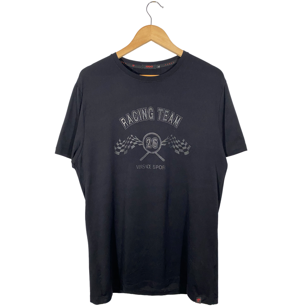 Vintage Y2K Versace Sport Racing Team #26 Graphic Tee Black mens size large