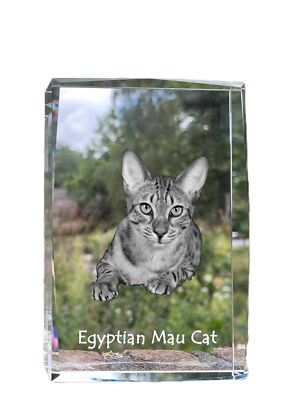 Egyptian Mau Cat - Crystal With A Cat Image, Image In Glass, Modern Design