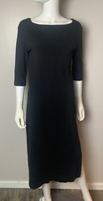 Lauren Ralph Lauren Sheath Dress Black 3/4 Sleeve Midi Womens M Petite