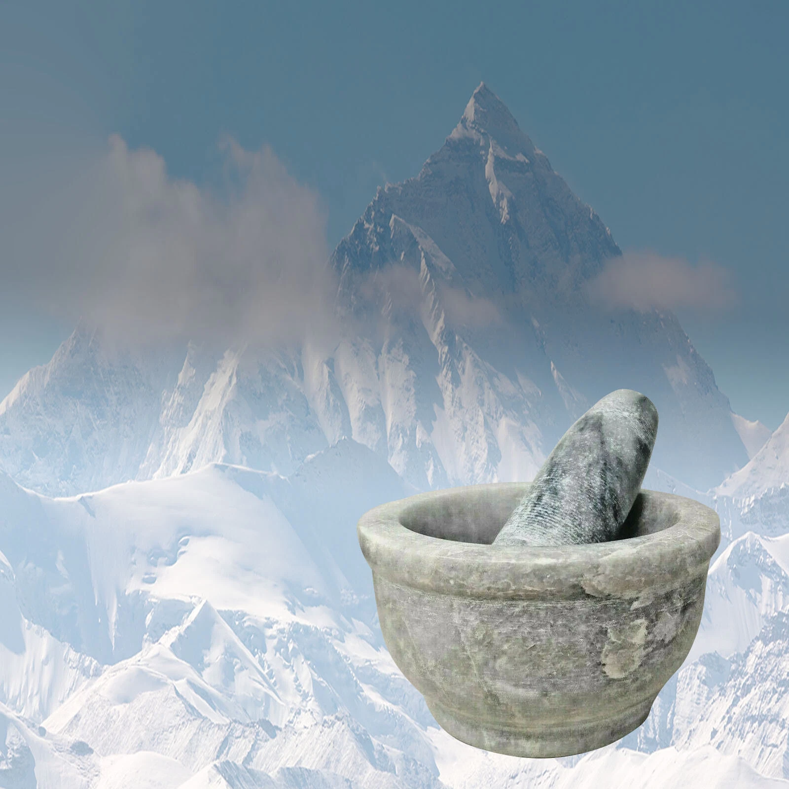 Mortar & Pestle Himalayan Marble Stone Spice Seed Herb Grinder Crusher