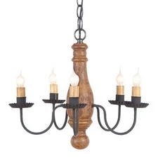 Irvin's Bed & Breakfast Wood Chandelier - Hartford Colors -Primitive Light- New!
