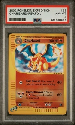 PSA 8 Charizard 39/165 Reverse Holo Expedition 2002 Pokemon Card E-Reader WOTC
