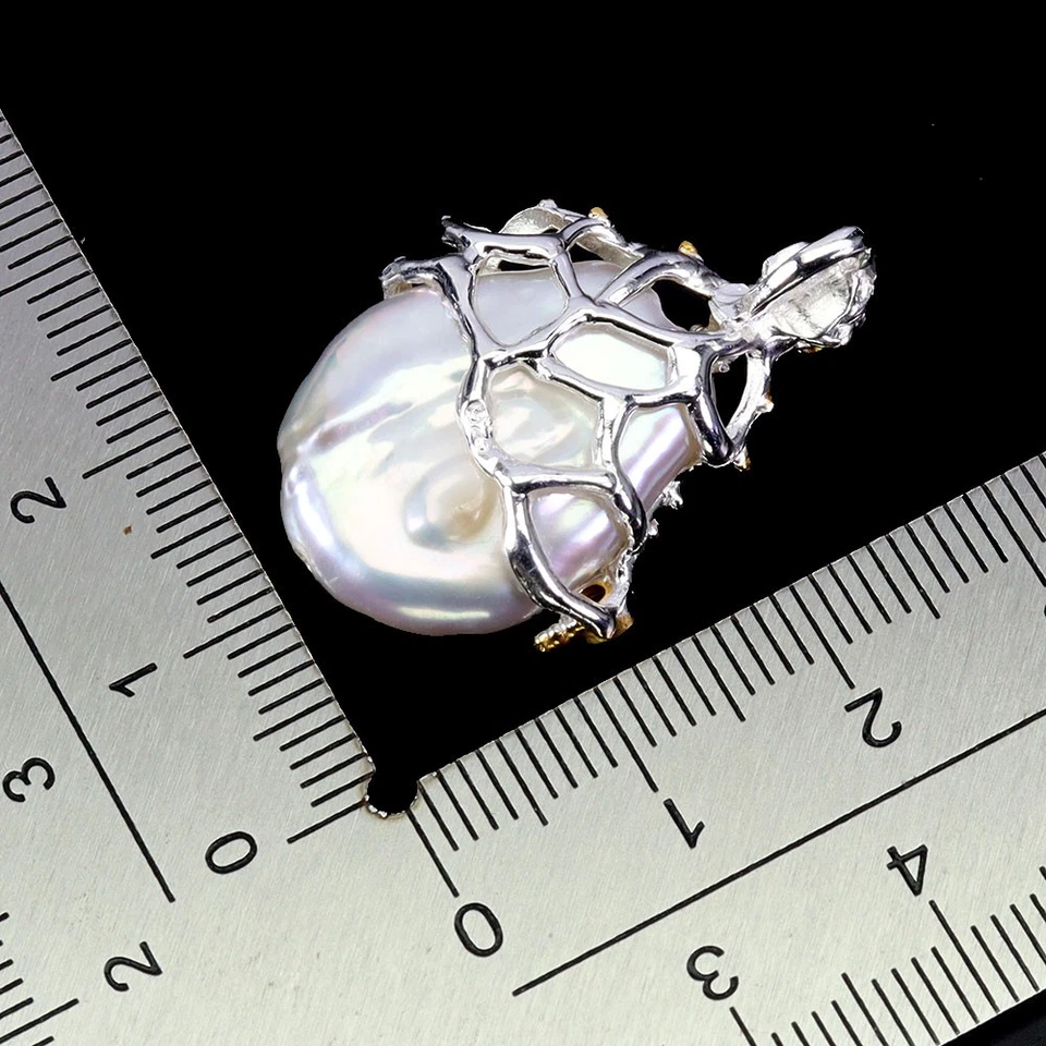 925 Sterling Silver Pendant Round Ruby Myanmar Pearl Natural Gemstone Jewelry - Image 3 of 4